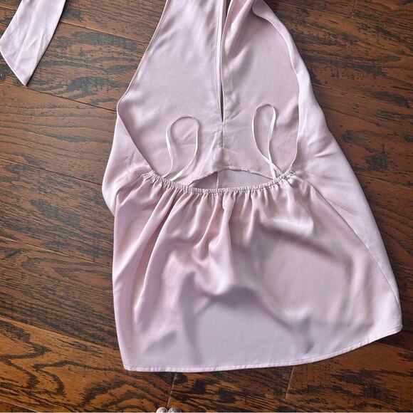 VICI Pink Satin Crossover Halter Tie Neck Blouse with Open Back Medium - NEW! - Picture 10 of 14